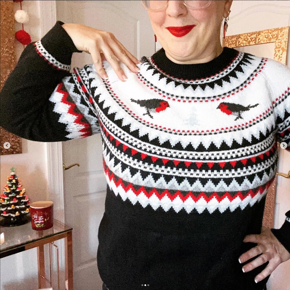 Tommy Hilfiger Navy/Red/White/Gray Birds Fair Isle Sweater